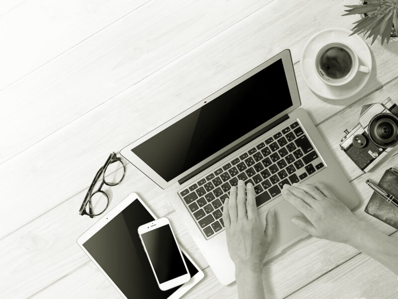 working at computer in office