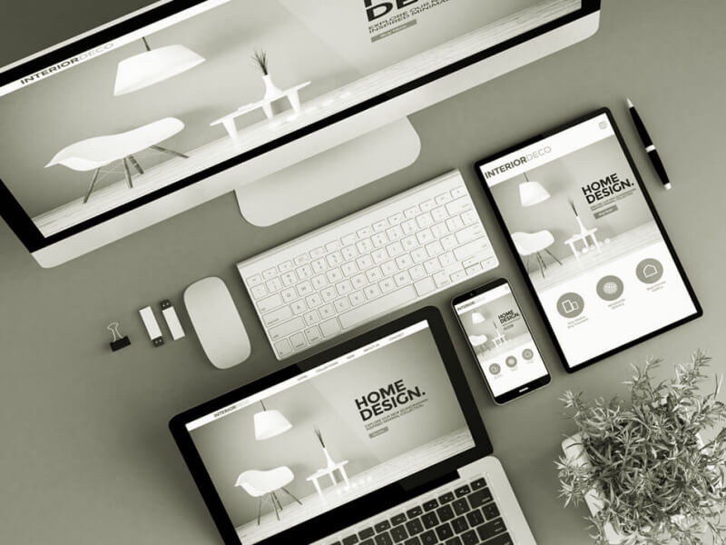 Top view of Laptop with Tablet and smart phone