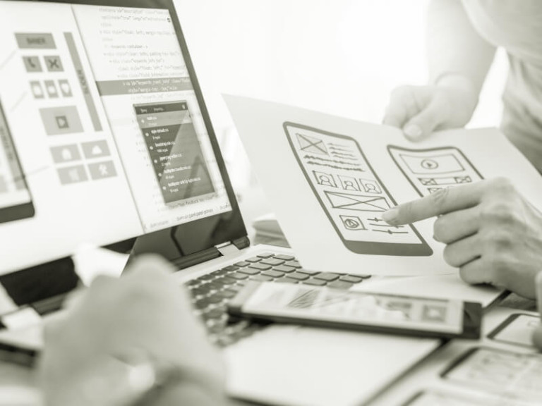 Designer creating website
